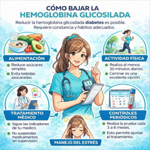 cómo bajar hemoglobina glicosilada diabetes alimentación ejercicio control glucosa